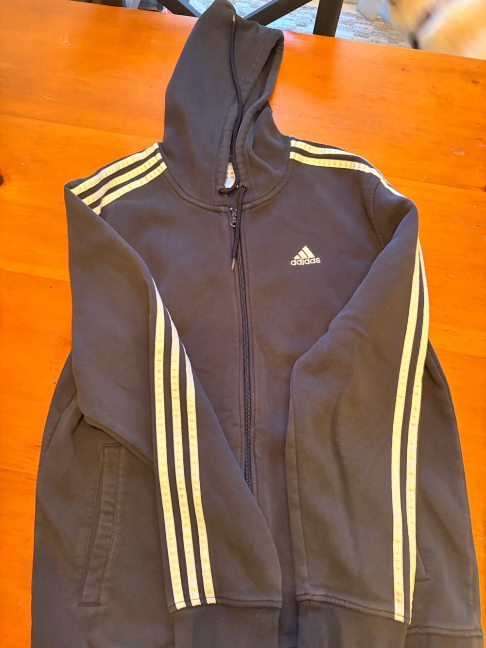 adidas Navy Zip-Up Track Jacket with White Stripes
